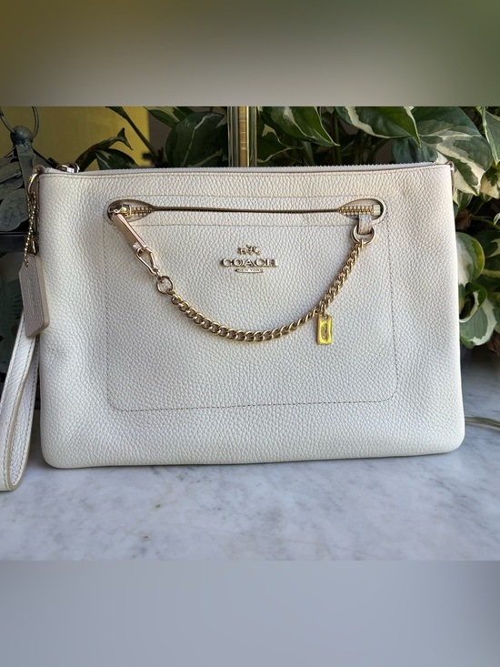 Coach Handbags - Coach Prairie Chalk Pebbled Leather Chain Clutch/Wristlet